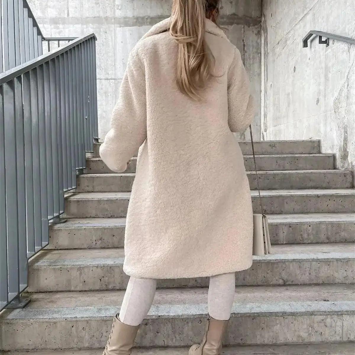 Jenna - Teddy Plush Button Coat
