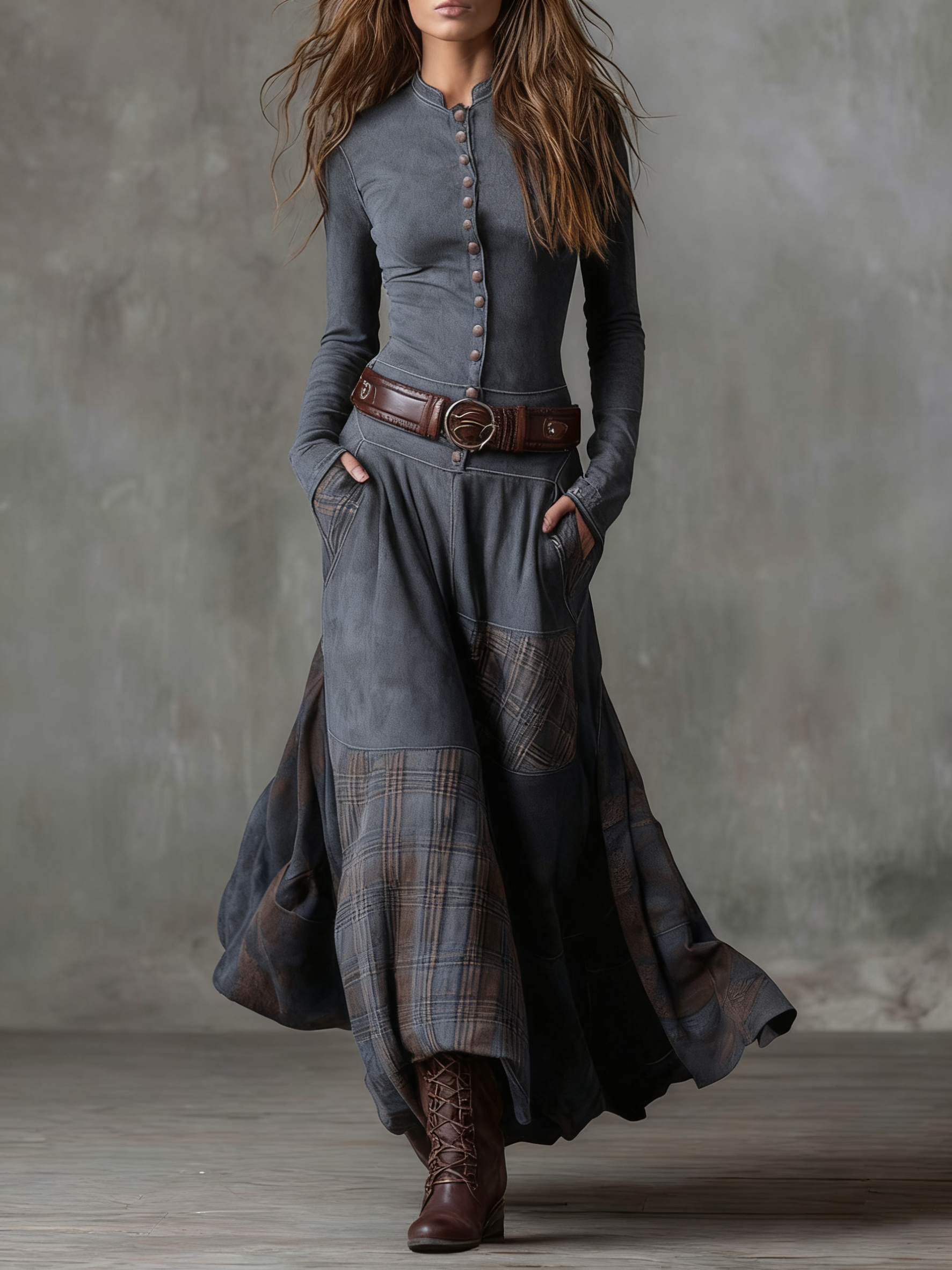 Michelle - suede maxi dress
