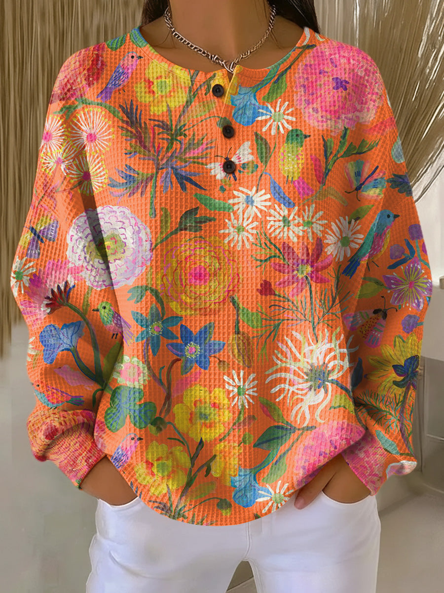Freja™ - Sweater with colorful floral pattern
