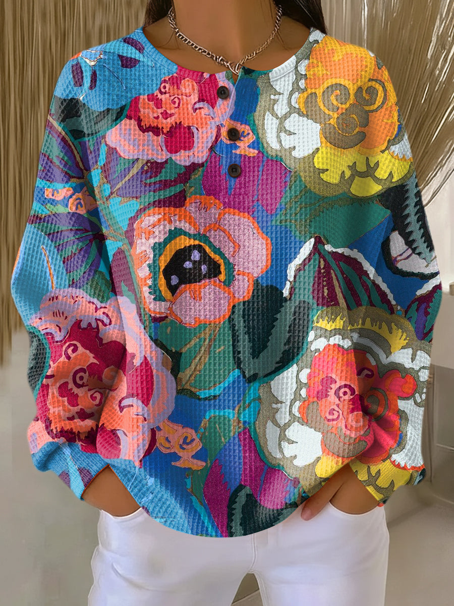 Ida™ - Sweater with large colorful flowers