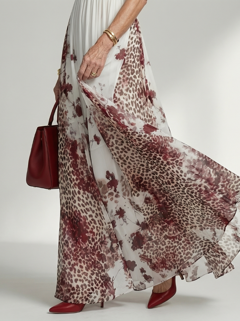 Orlune | Vestito Maxi Pieghettato Bianco