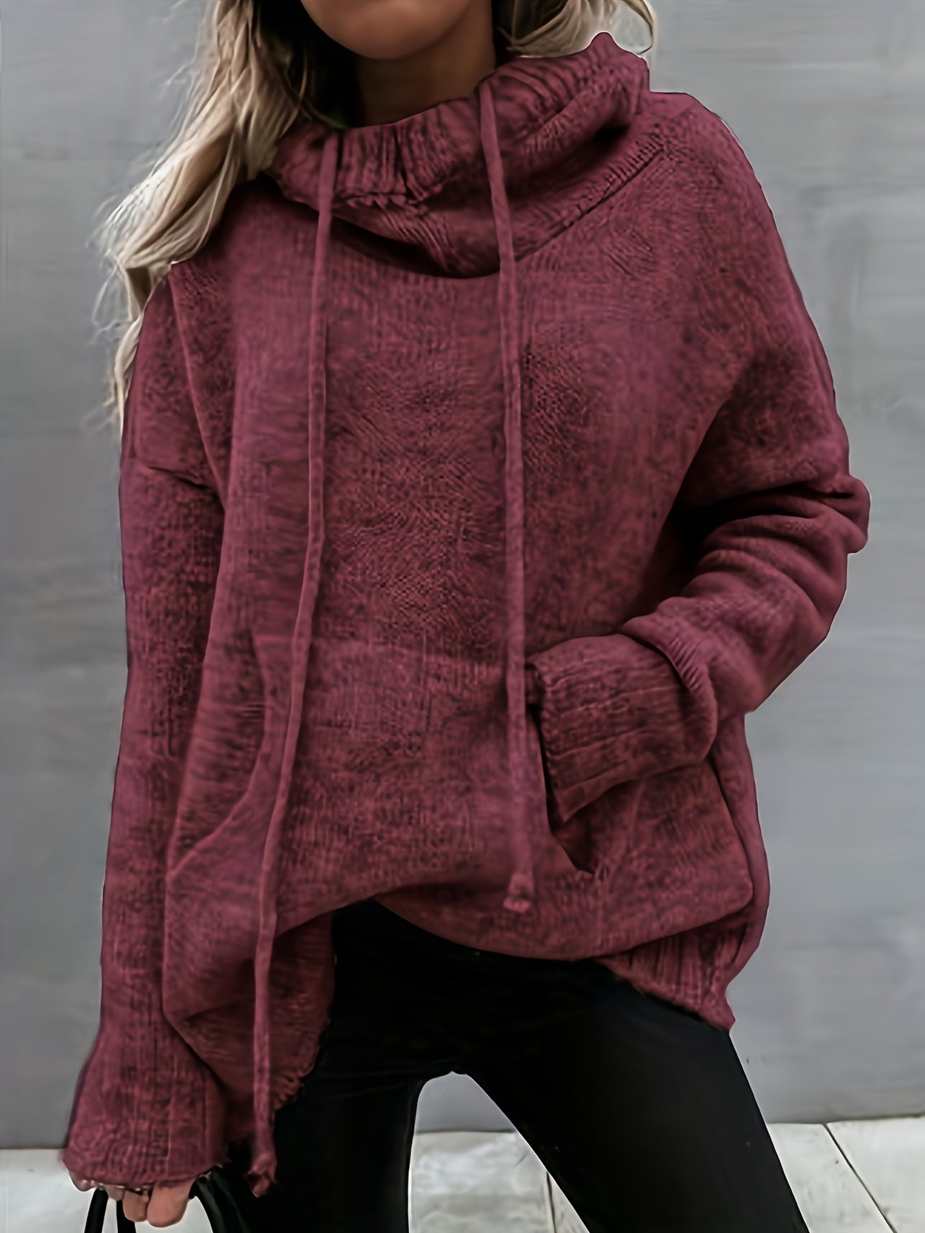 Zelina - Long Sleeve Sweater With Pocket