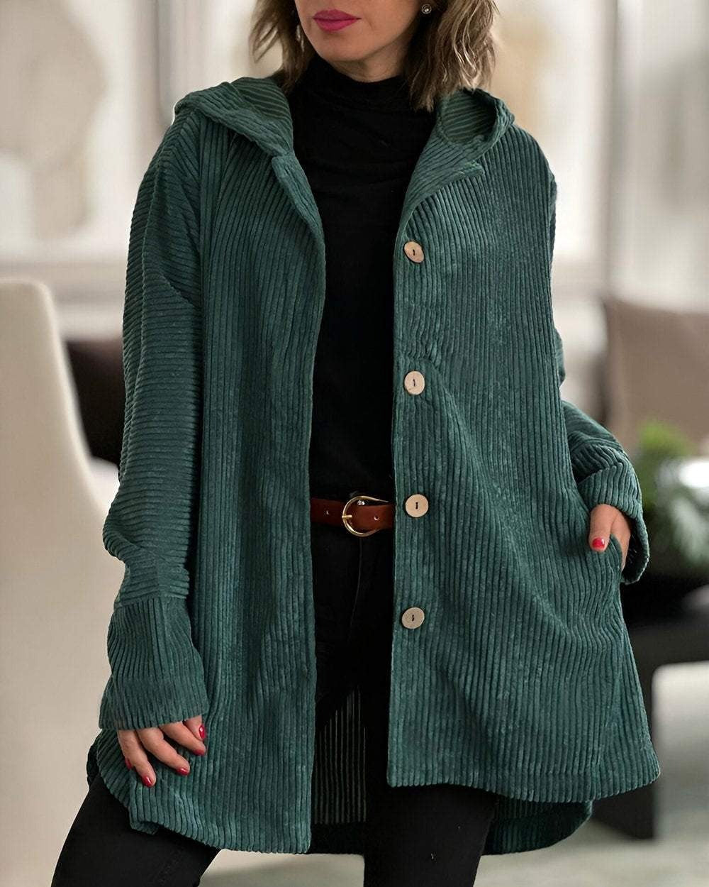 Cordia™ | Cozy Corduroy Hooded Jacket