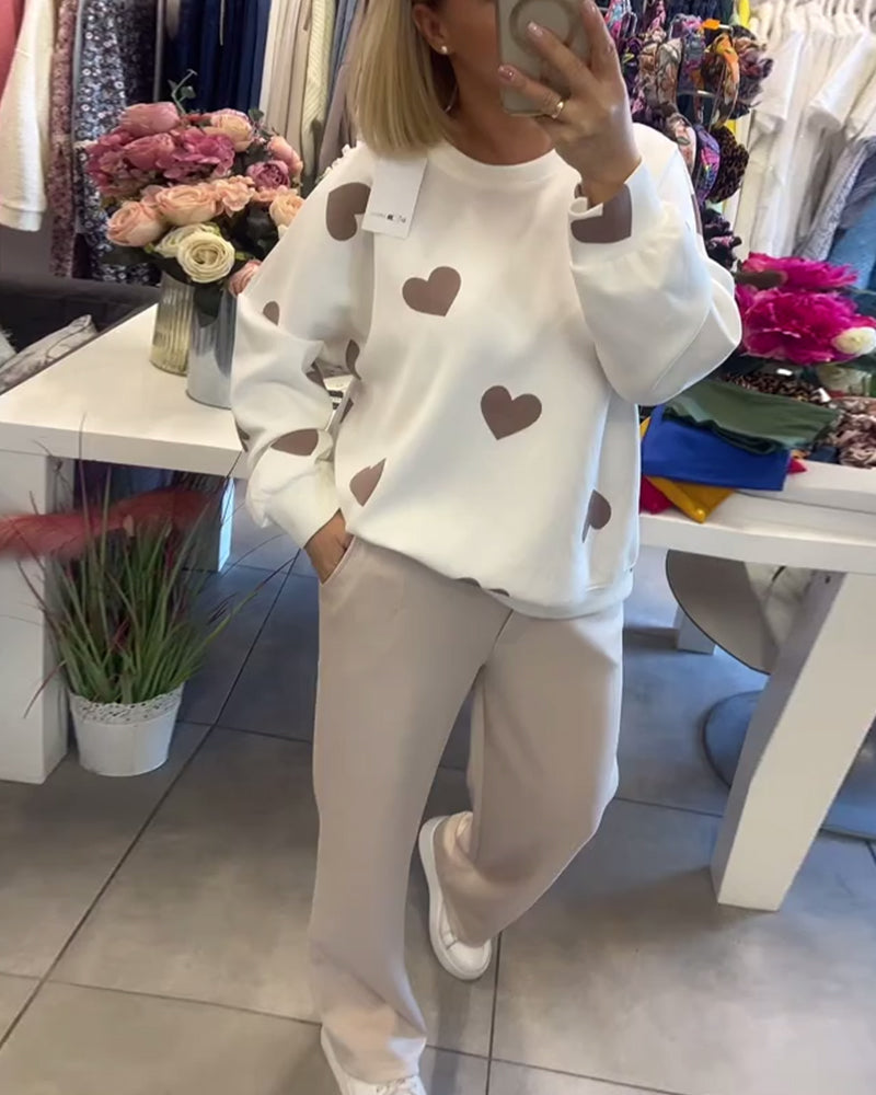 Gina™- Heart Printed Two-Piece Set
