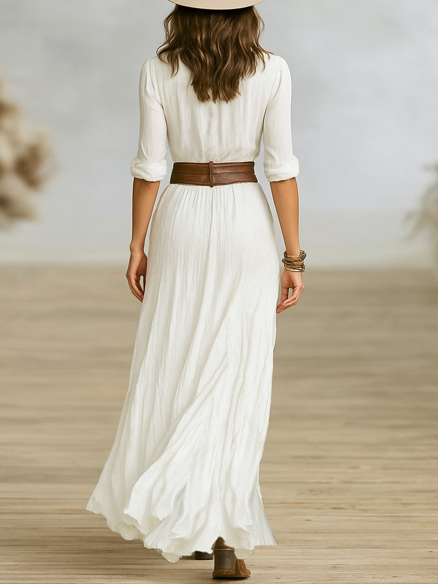 Soléane | Elegant Pleated Midi Dress