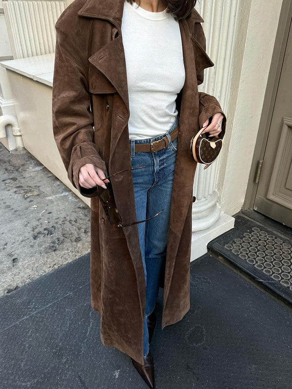 Suzanne| Classic Suede Trench Coat.