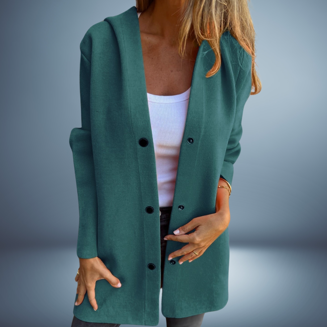 Jasmine -Single-Breasted Casual Hooded Jacket