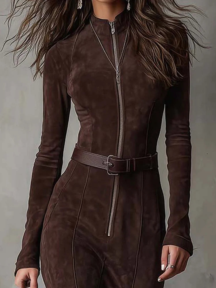 Alessia - long suede dress