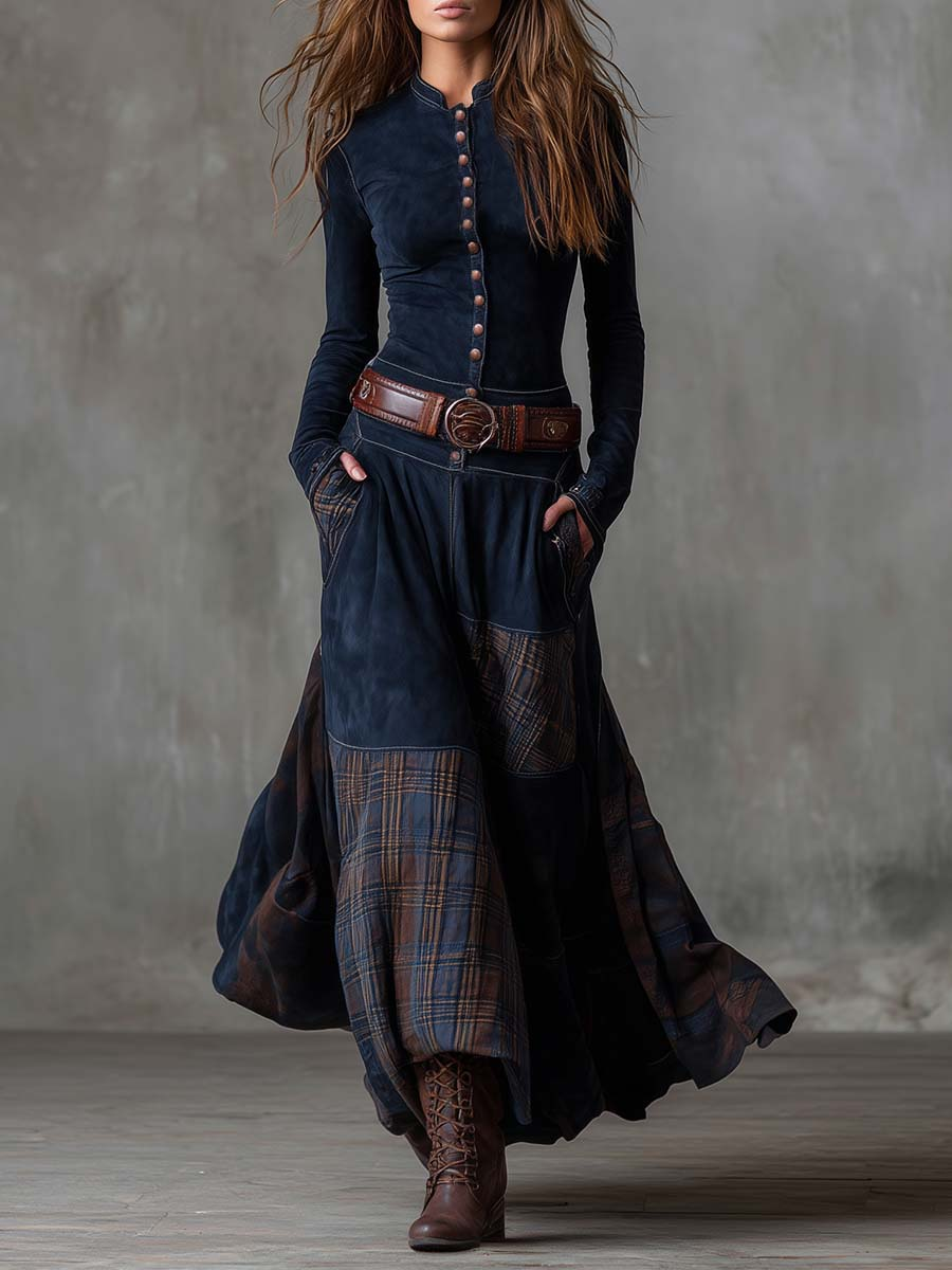 Amanda | Suede maxi dress with belt