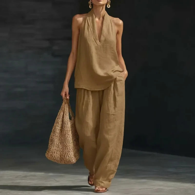 Ainhoa™| Two-piece set with a linen texture