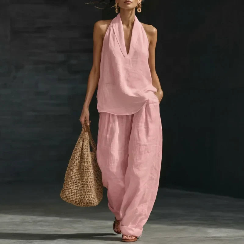 Ainhoa™| Two-piece set with a linen texture